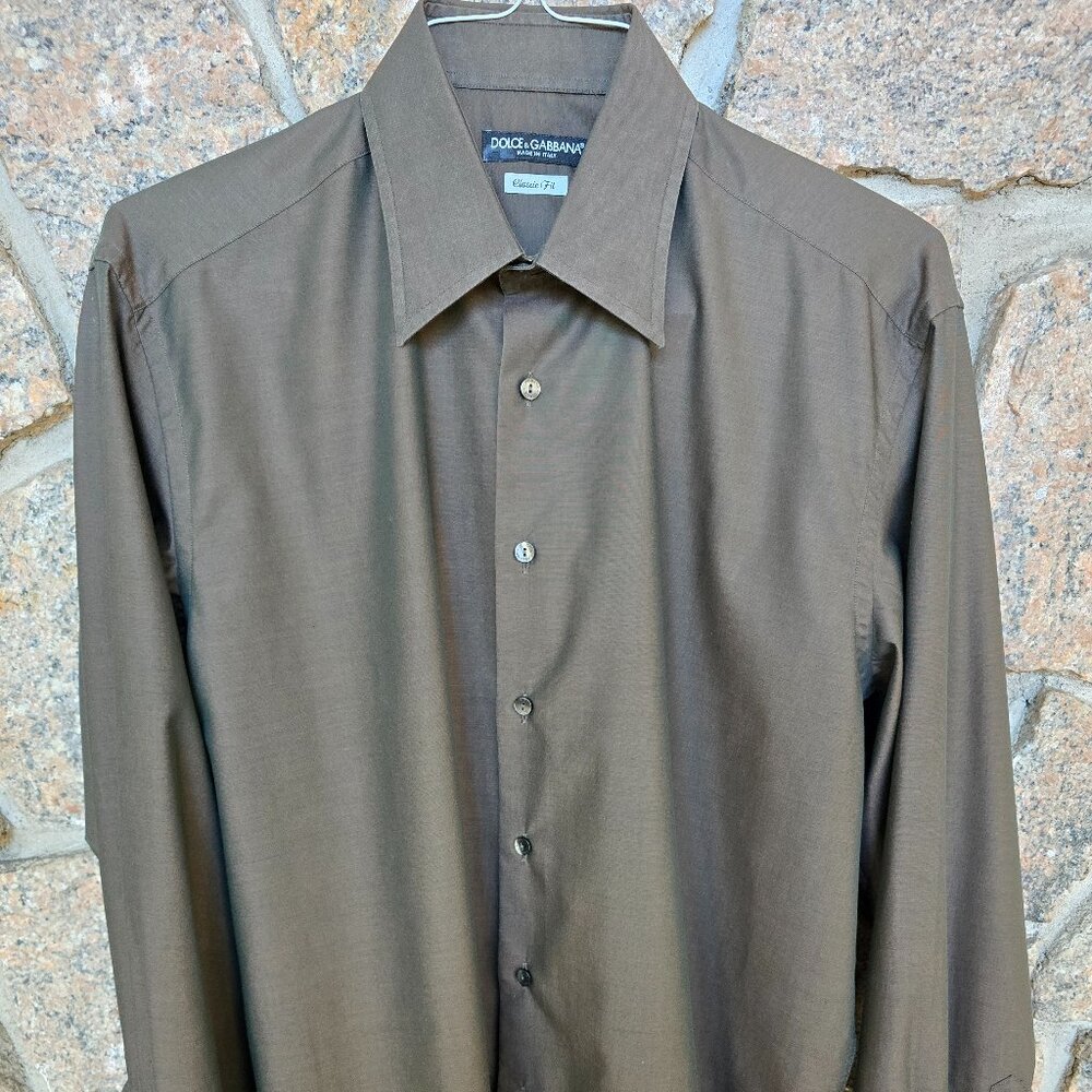 Men's Dolce & Gabbana Dress Shirt - Chocolate, Neck Size 16